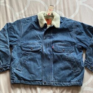Levi's Blue Denim Jacket with Sherpa Collar